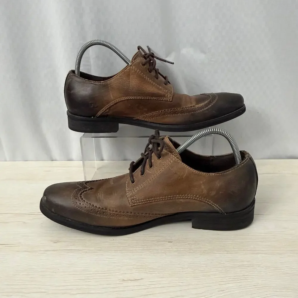 Bed Stu Shoes Mens Size 10.5 Wingtip Oxford Dress Brown Leather Distressed